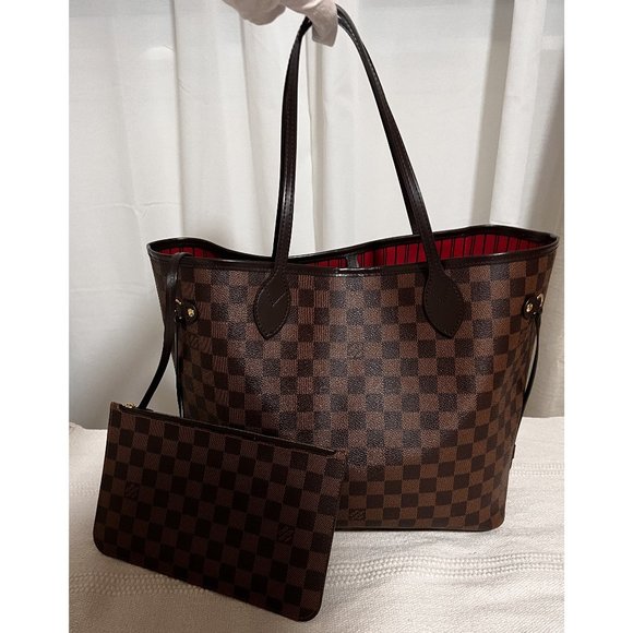 Louis Vuitton Pochette Damier Ebene MM/GM Cerise Lining in Coated